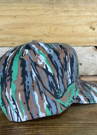 Custom Embroidered BITE ME Fishing Vintage Camo Snapback Cap Hat