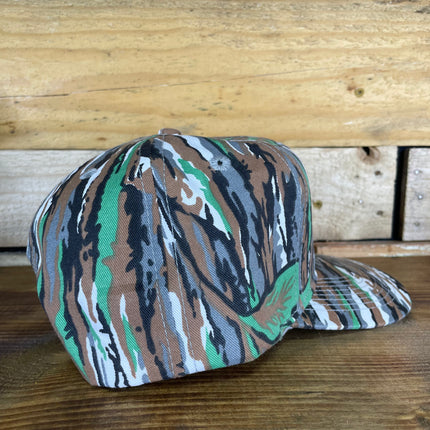 Custom Embroidered BITE ME Fishing Vintage Camo Snapback Cap Hat