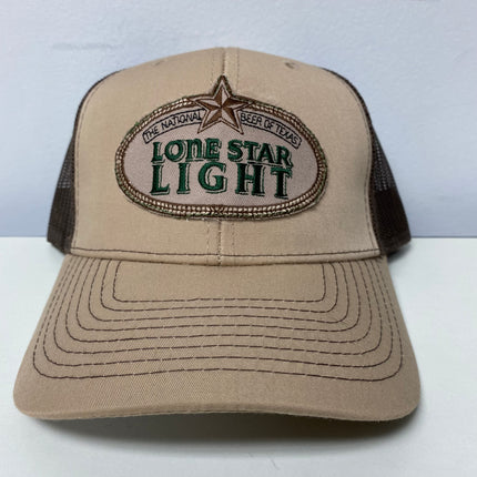 Custom lone Star Beer Vintage Brown Mesh Snapback Hat Cap