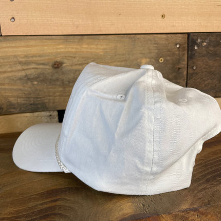 I’d Rather Be Fishing glow in the dark fish Vintage Curve Brim Rope Snapback White Cap Hat Custom Embroidered