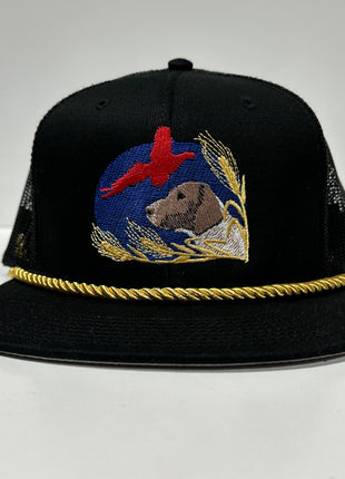 Lab Bird Scenery Black Mesh SnapBack Hat Cap Custom Embroidery