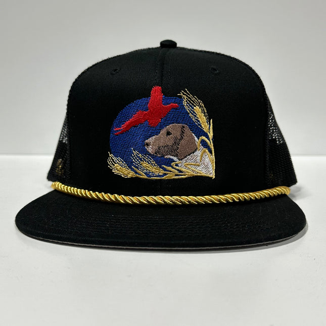Lab Bird Scenery Black Mesh SnapBack Hat Cap Custom Embroidery
