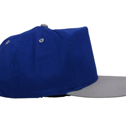 Vintage Blue Mid Crown Gray Brim 5 Panel Strapback Hat Cap
