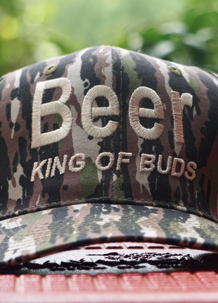 BEER KING OF BUDS Camouflage Snapback Cap Hat Camo Custom Embroidered