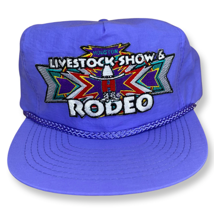 Custom Houston Livestock Rodeo Vintage Purple Rope Velcroback Hat Cap