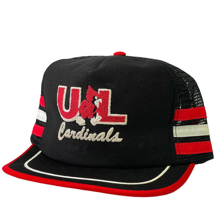 Vintage Louisville Cardinals 3 Stripes Mesh Trucker Snapback Cap Hat Made in USA