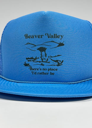 Beaver Valley there’s no place I’d rather be Blue Vintage Flat Bill Mesh Trucker Hat SnapBack Cap Funny Hat Custom Printed