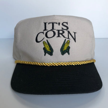 IT’S CORN tan/black embroidered custom strapback hat