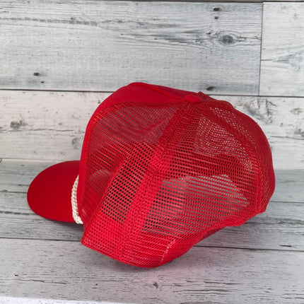 Old School Bass Shop Red Gloryhole White Rope Curve Brim Snapback Cap Hat