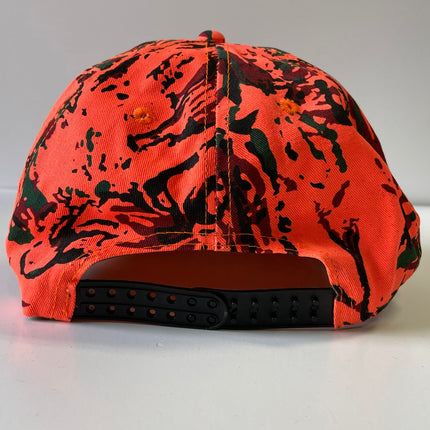 Deer scene Vintage Orange Camouflage Snapback Hat Cap Custom Embroidery