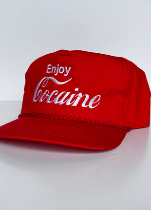 Custom Enjoy Cocaine Vintage Rope SnapBack Cap Hat Custom Embroidered