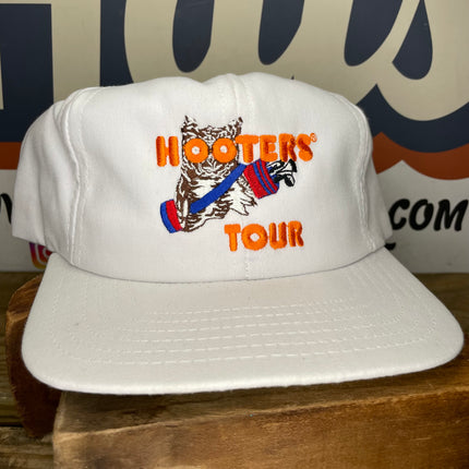 Vintage 1990s Hooters Golf Tour White Snapback Cap Hat Made in USA (Extremely Rare)