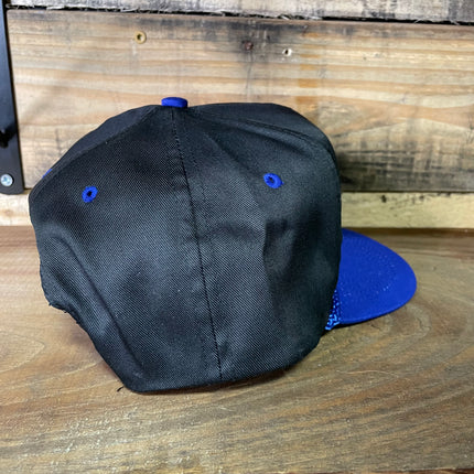 Custom Houston Livestock Show and Rodeo Vintage Rope Blue Brim Black Mid Crown Snapback Cap Hat