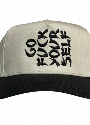 Go Fuck Your Self Custom Embroidered SnapBack Cream/Black