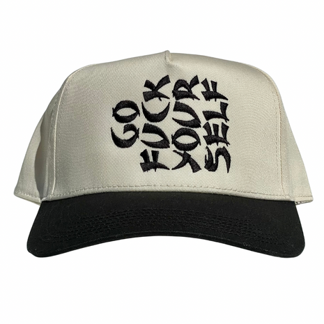 Go Fuck Your Self Custom Embroidered SnapBack Cream/Black