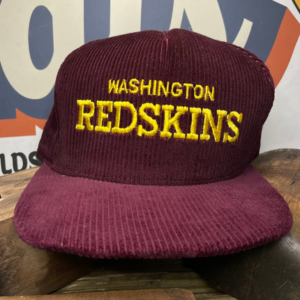 Vintage Washington Redskins Mens Corduroy Snapback Hat Cap AJD Made In The USA
