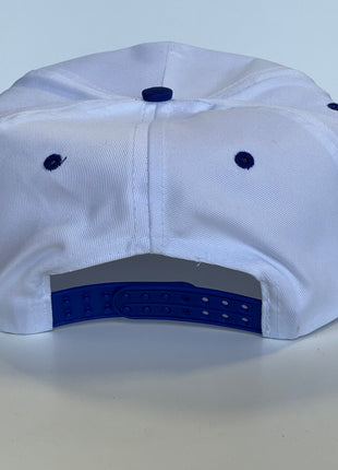 RUN THE DANG BALL Red and Blue on a Vintage Rope Blue Brim Snapback Cap Hat Custom Embroidered