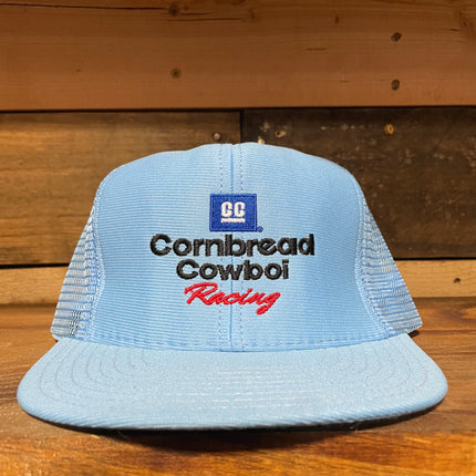 Cornbread cowboi racing vintage blue mesh Snapback hat cap custom embroidery