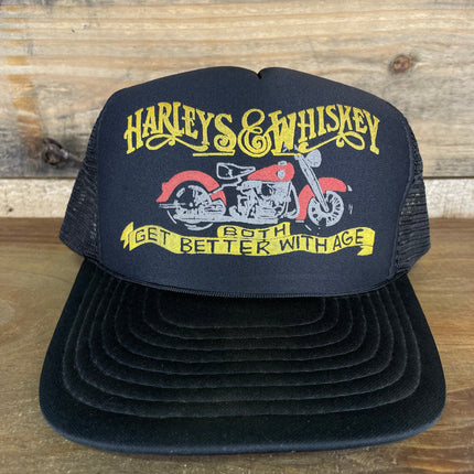 Vintage Harley & Whiskey Mesh Back Trucker Snapback Cap Hat