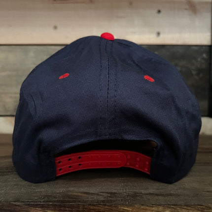 Caulkin Till My Fingers Bleed Vintage Navy Crown Red Brim SnapBack Hat Cap with Red rope Custom Embroidery