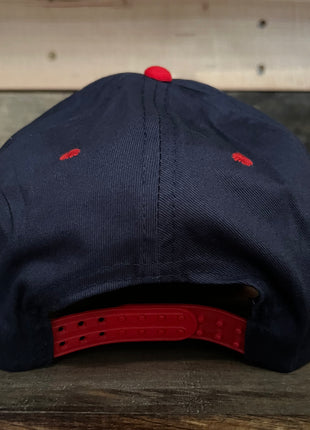 Caulkin Till My Fingers Bleed Vintage Navy Crown Red Brim SnapBack Hat Cap with Red rope Custom Embroidery