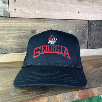 Custom Georgia Vintage Black Rope Golf Snapback Cap Hat