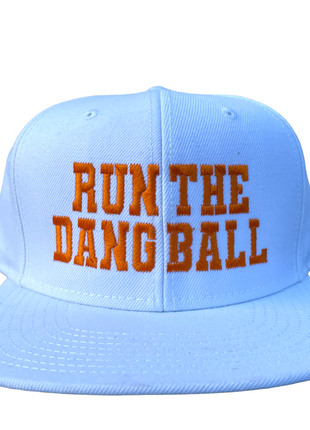 RUN THE DANG BALL Orange White Snapback Cap Hat Custom Embroidered