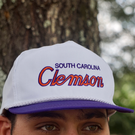 South Carolina Clemson Vintage Purple Crown Rope Snapback Hat Cap Embroidered