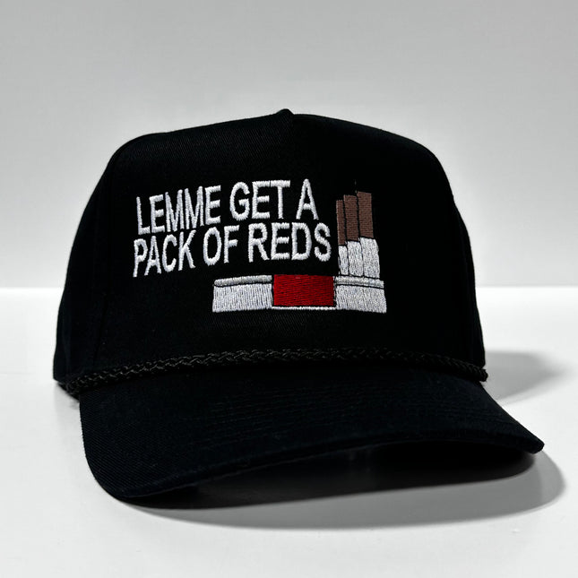 LEMME GET A PACK OF REDS Vintage Black Rope SnapBack Cap Hat Funny Custom Embroidered
