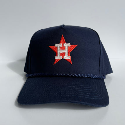 Custom Astros Vintage Navy Blue Rope Snapback Cap Hat