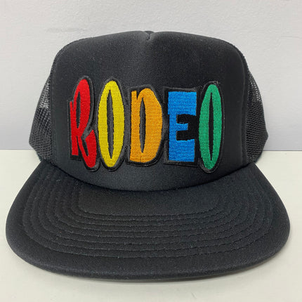 Custom Rodeo Black Vintage Mesh Trucker Snapback Hat Cap