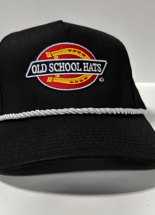 OSH OLD SCHOOL HATS Black White Rope SnapBack Cap Hat Custom Embroidered