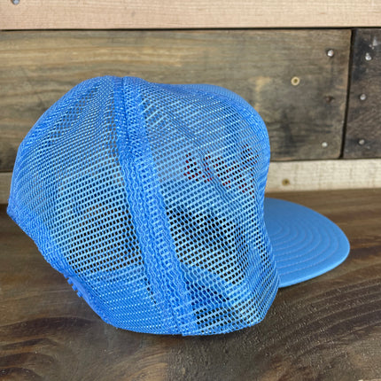 Custom Embroidered  Longhorns 1980s Vintage Light Blue Mesh Trucker Snapback Cap Hat