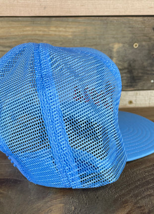Custom Embroidered  Longhorns 1980s Vintage Light Blue Mesh Trucker Snapback Cap Hat