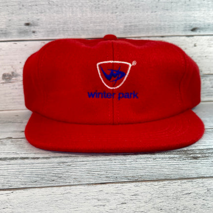 Vintage Winter Park Snow Skiing Resort Colorado Snowboarding Red WOOL Snapback Hat Cap Yupoong NEVER BEEN WORN
