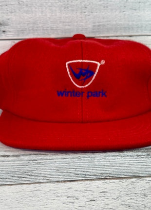 Vintage Winter Park Snow Skiing Resort Colorado Snowboarding Red WOOL Snapback Hat Cap Yupoong NEVER BEEN WORN
