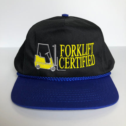 Forklift Certified rope black and blue SnapBack custom embroidered hat