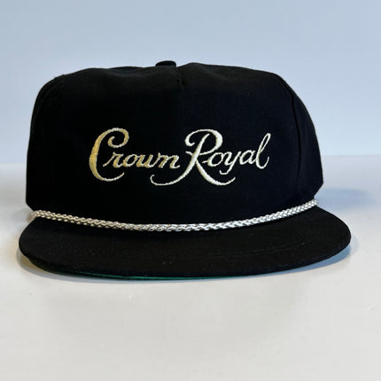 Crown Golf Black Rope Strapback Cap Hat Custom Embroidered