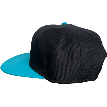 Black Mid Crown Teal Brim SnapBack Hat Cap