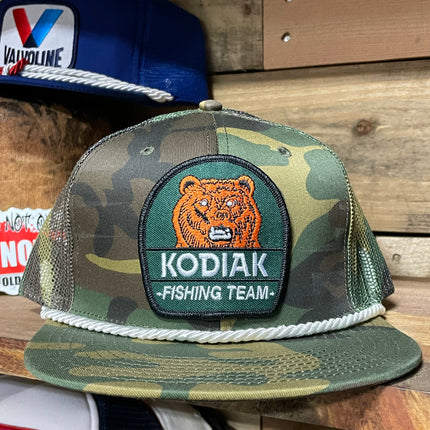 Custom Kodiak Fishing Team Camo Mesh Trucker Snapback Cap Hat