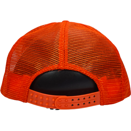 Vintage Orange Mesh White Foam Tall Crown 5 Panel Trucker Snapback Hat Cap with Orange Rope