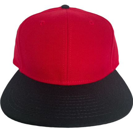 Red Mid Crown 5 Panel Black Brim SnapBack Hat Cap
