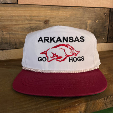 Custom Arkansas GO HOGS Vintage Custom Embroidered Rope Golf Snapback Cap Hat