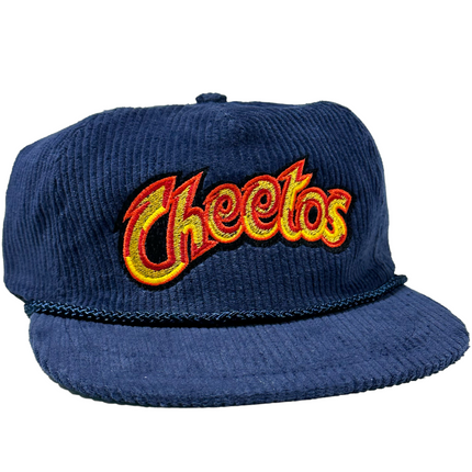 Hot Chips Navy Corduroy Strapback Cap Hat Custom Embroidered