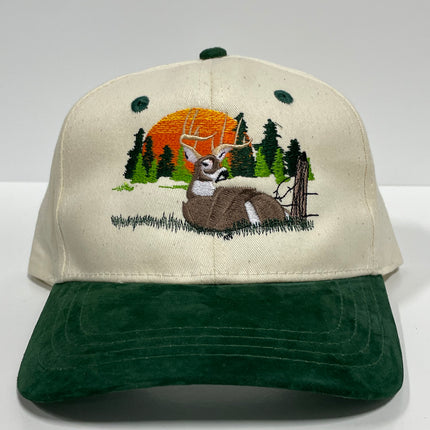 Deer Hunting Green Suede Brim Snapback Cap Hat Custom Embroidered