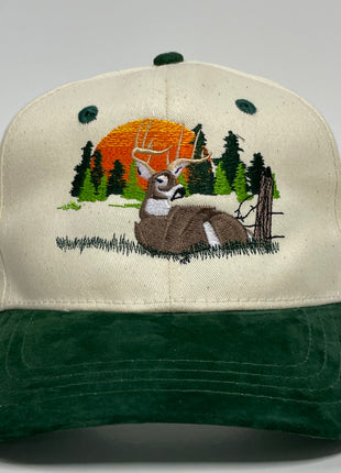 Deer Hunting Green Brim Snapback Cap Hat Custom Embroidered