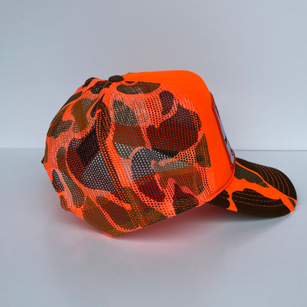 Custom Red Man Golden Blend patch Orange Camo Mesh Trucker Snapback Cap Hat