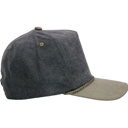 Retro Vintage Style Stonewash Charcoal Mid Crown Sand Brim Hat Cap with Sand Rope