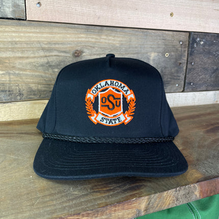 Custom Oklahoma State OSU Vintage Black Rope Golf Snapback Cap Hat