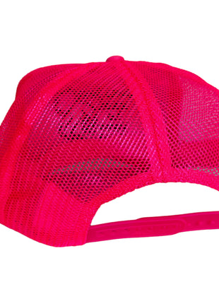 GIRLS JUST WANT TO HAVE FUN Pink Mesh Trucker SnapBack Cap Hat Custom Embroidered